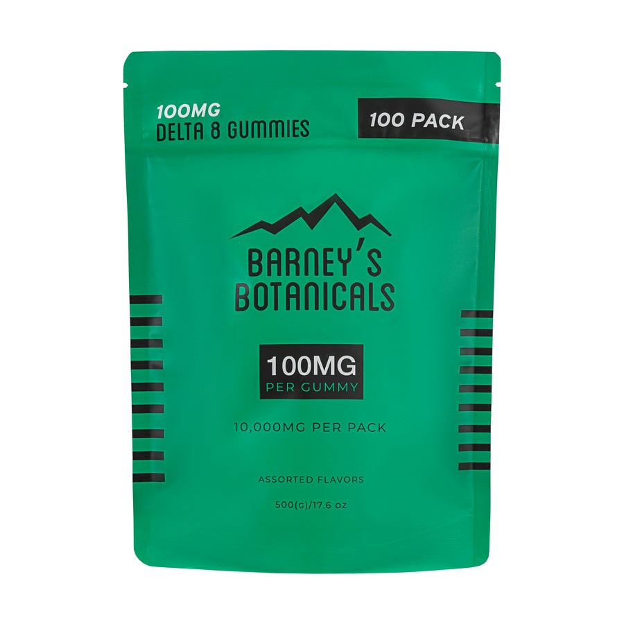 Barney's Botanicals 100MG Delta 8 THC Gummies 100 Count Pack