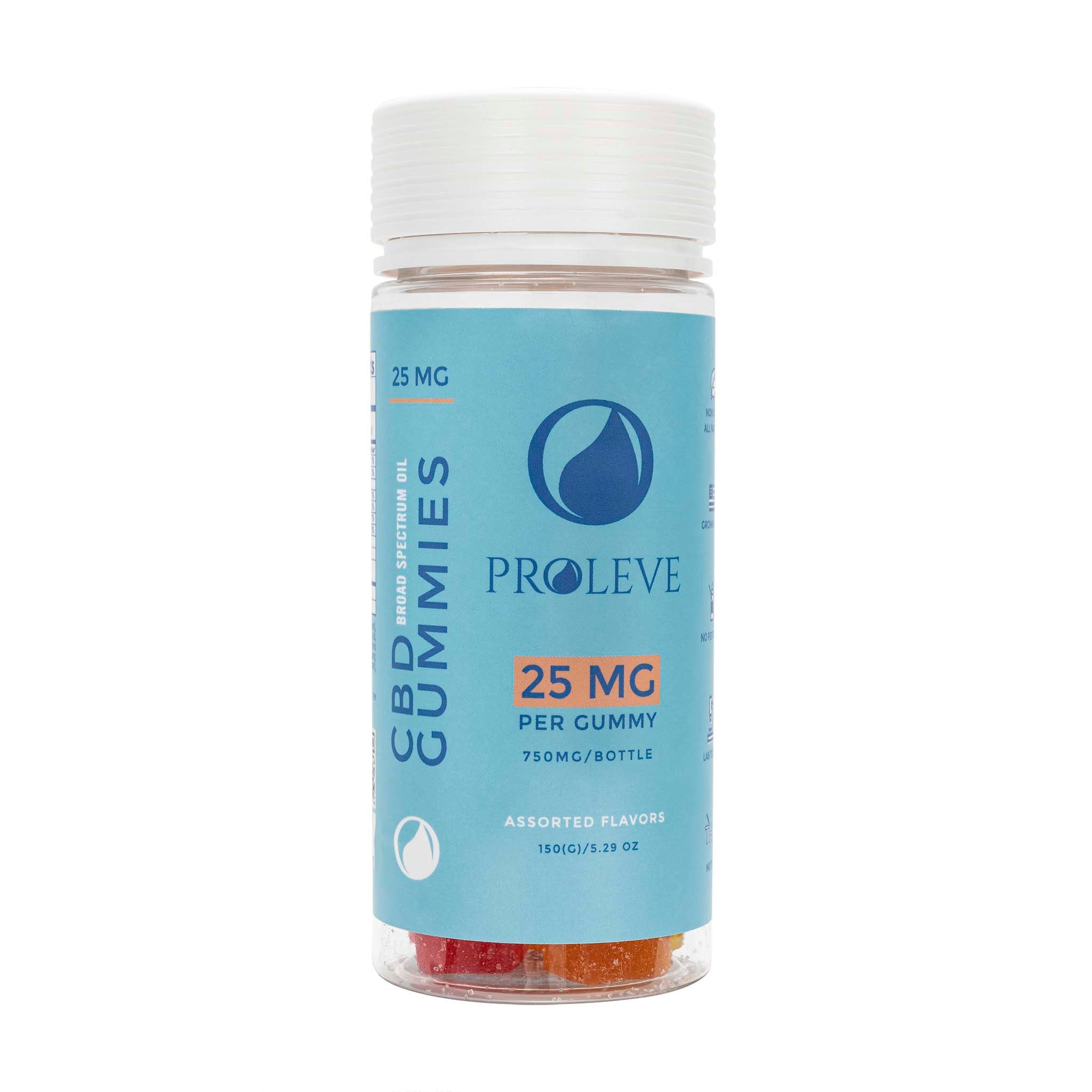 Proleve 25MG Broad Spectrum CBD Gummies 30 Count Bottle