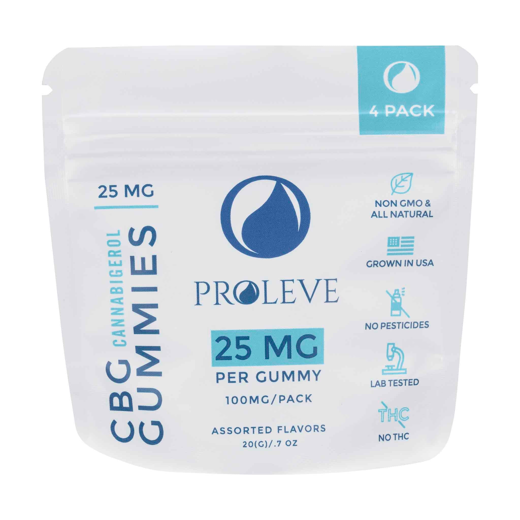 Proleve 25mb CBG Gummies 4 count pack