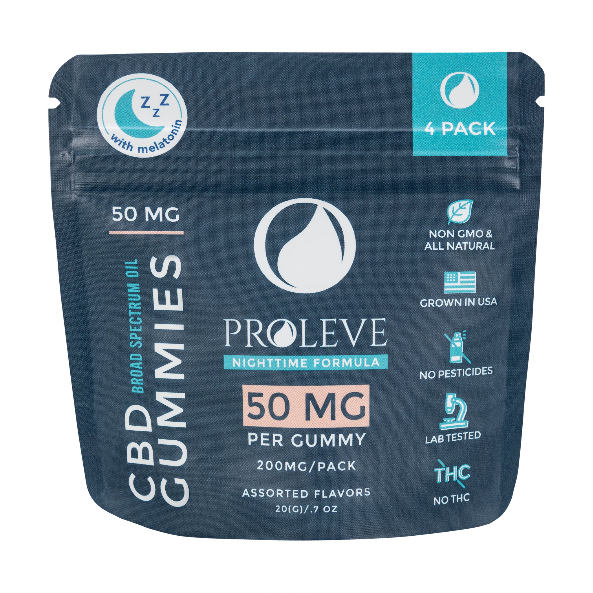 Proleve 50mg CBD Broad Spectrum PM Sleep Gummies - 4 Count