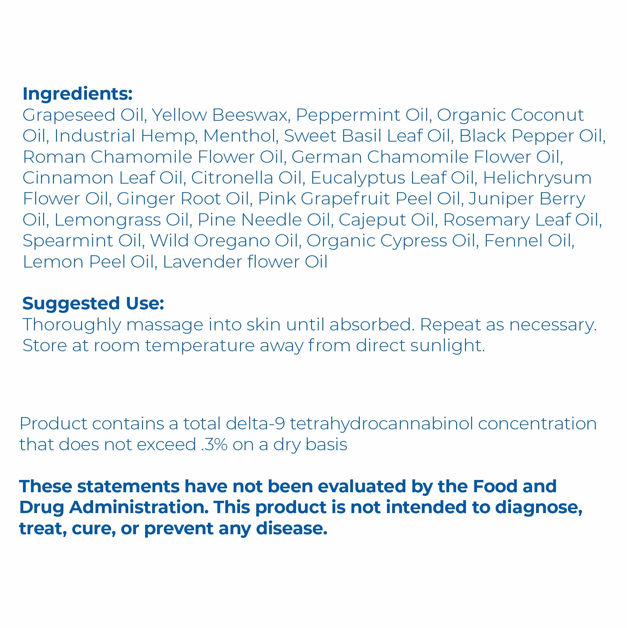 Ingredients label closeup for Proleve 500mg CBD Full Spectrum Topical Salve Jar