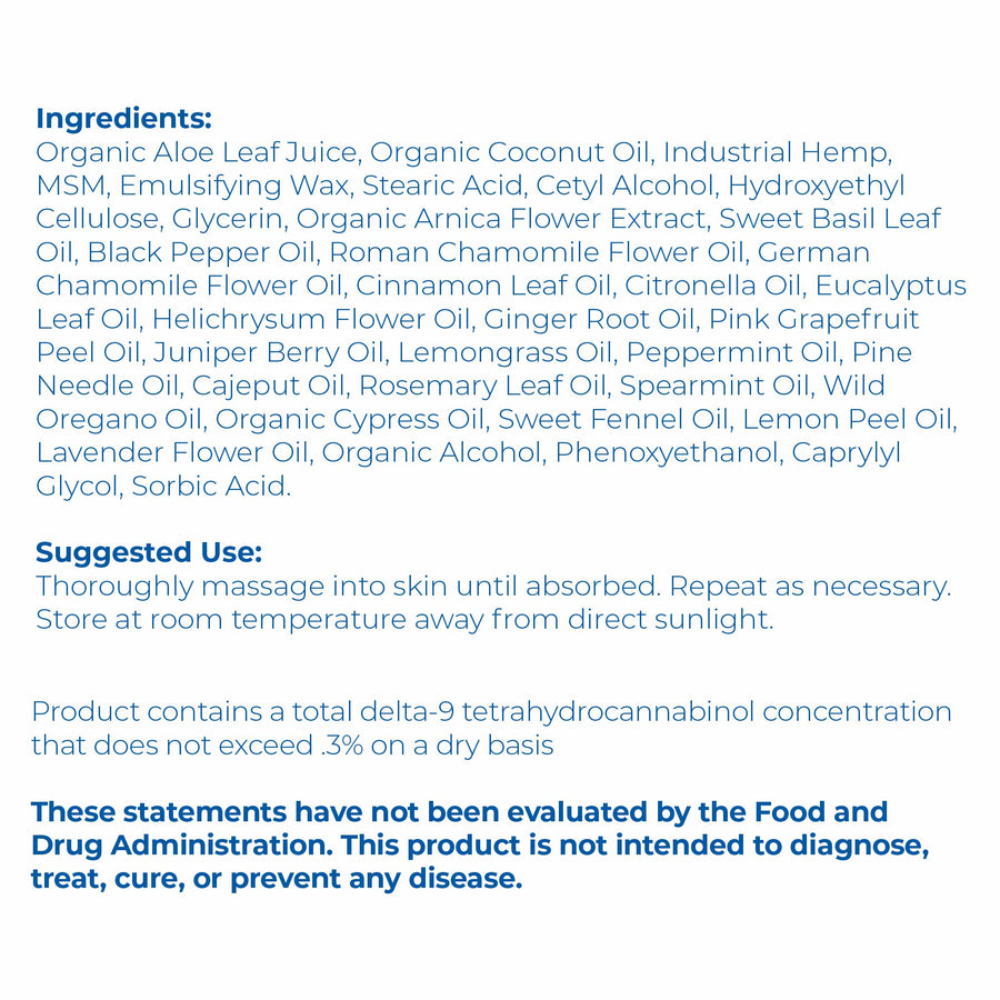 Ingredients List label closeup of Proleve 500mg CBD THC Free Isolate Salve Jar